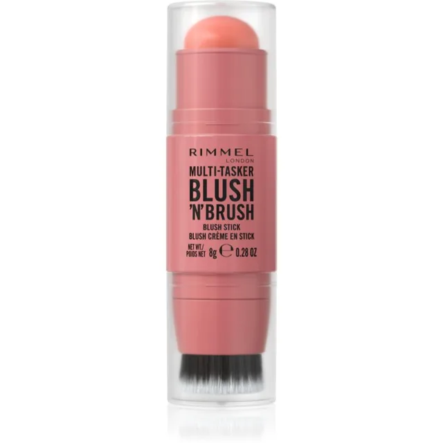 Rimmel Multi-Tasker Blush'N'brush tvářenka v tyčince se štětcem odstín 100 Cotton Candy 8 g