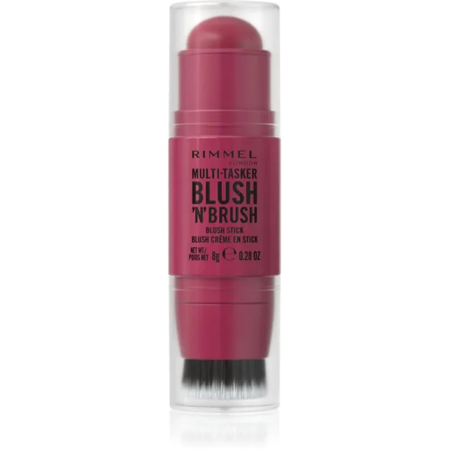 Rimmel Multi-Tasker Blush'N'brush tvářenka v tyčince se štětcem odstín 200 Fushia Glam 8 g