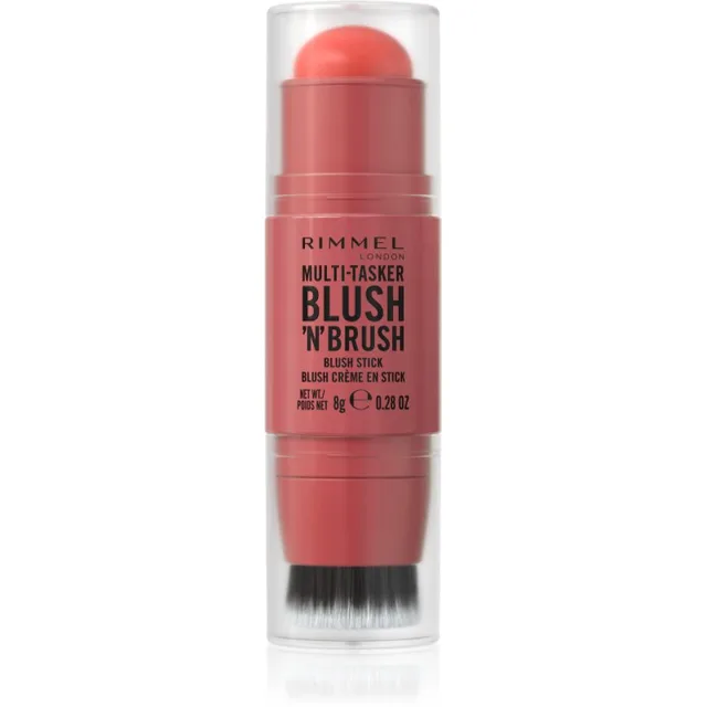 Rimmel Multi-Tasker Blush'N'brush tvářenka v tyčince se štětcem odstín 250 Coral Dust 8 g