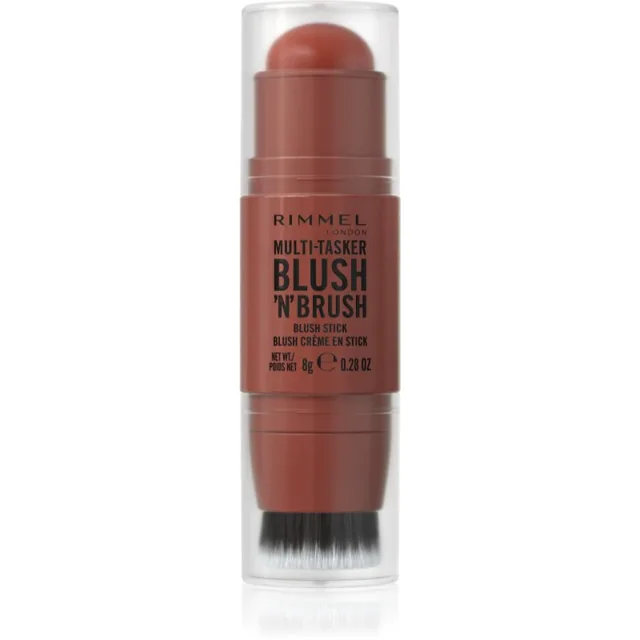 Rimmel Multi-Tasker Blush'N'brush tvářenka v tyčince se štětcem odstín 350 Roasted Peach 8 g