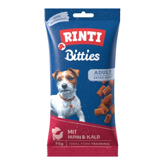RINTI Bitties Adult - 4 x 75 g kuřecí a telecí