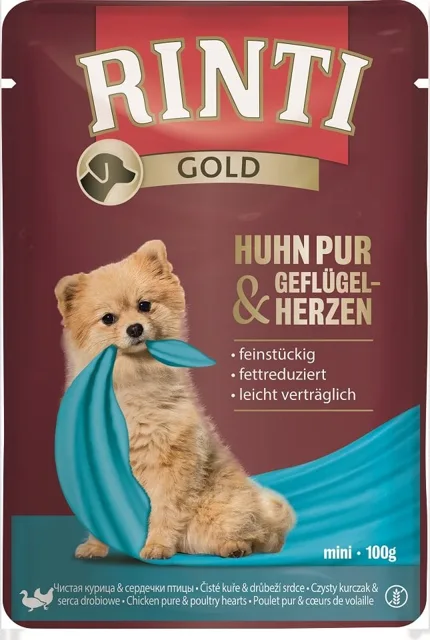 RINTI Chicken Pure&amp;Poultry hearts Mini s kuřecím masem a srdíčkami 100 g