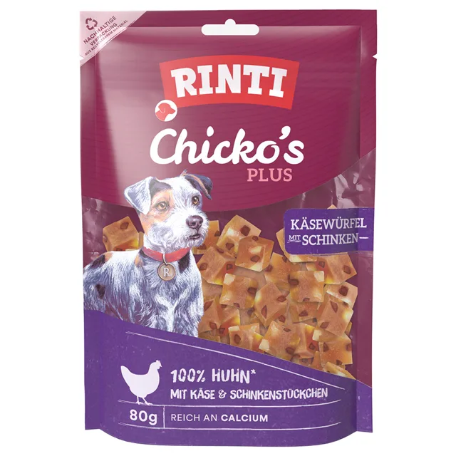 RINTI Chicko Plus kostky šunka a sýr - 6 x 80 g