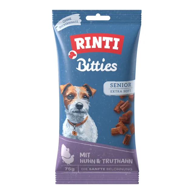 RINTI Extra Bitties Senior - Kuřecí & krůtí (2 x 75 g)