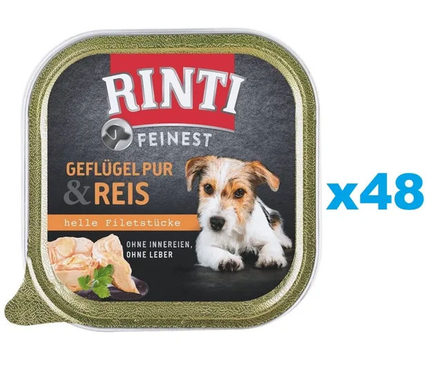 RINTI Feinest Poultry Pure&amp;Rice 48x150 g