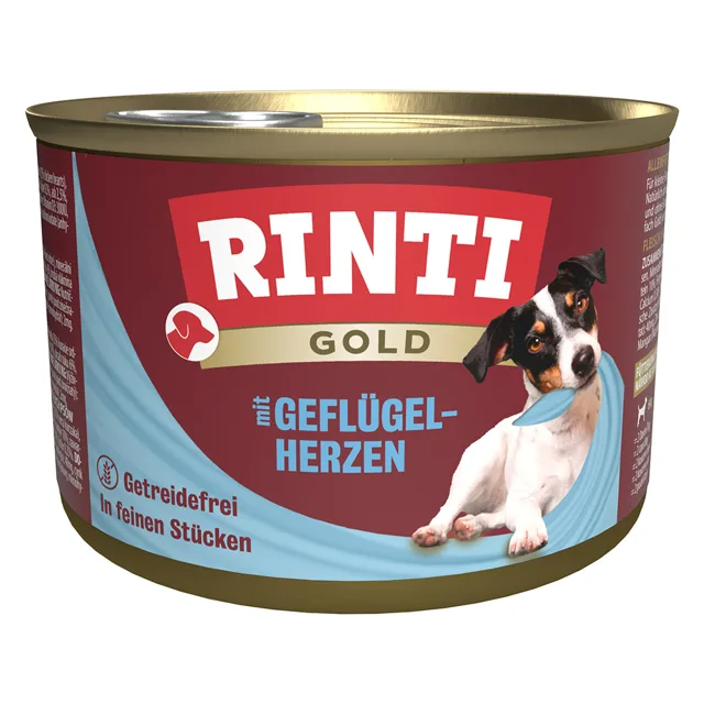 RINTI Gold 12 x 185 g - drůbeží srdíčka