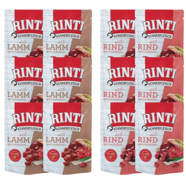 RINTI Kennerfleisch Mix příchutí Hovězí jehněčí psí sáčky 12x400 g