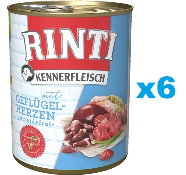 RINTI Kennerfleisch Poultry hearts 6x800 g