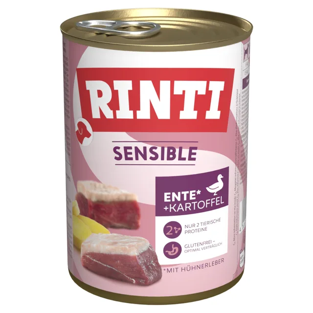 RINTI Sensible 6 x 400 g - Kachní, brambory a kuřecí játra
