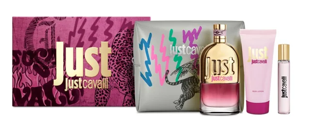 Roberto Cavalli Just Cavalli - EDT 90 ml + tělové mléko 100 ml + EDT 15 ml + kosmetická taška