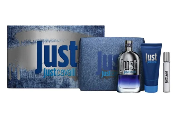 Roberto Cavalli Just Cavalli Him - EDT 90 ml + sprchový gel 100 ml + EDT 15 ml + kosmetická taška