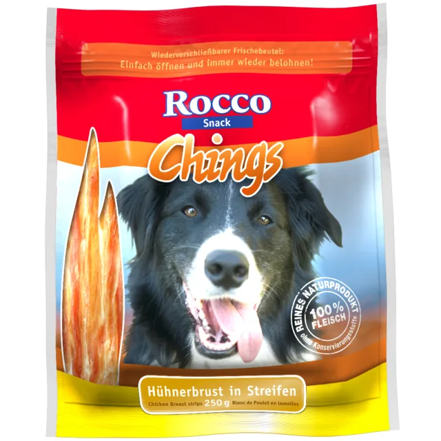 Rocco Chings sušené maso pro psy - Kuřecí prsíčka sušená 250 g