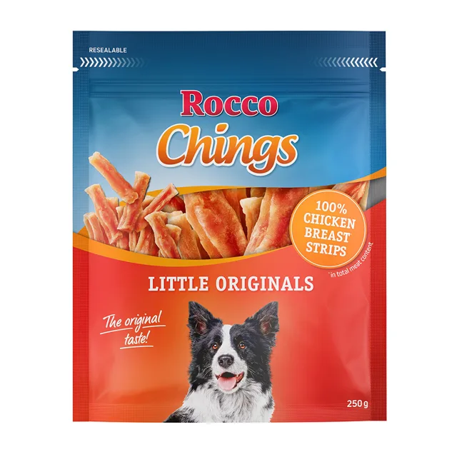 Rocco Chings sušené maso pro psy - NOVINKA: kuřecí prsa krátké proužky (250 g)