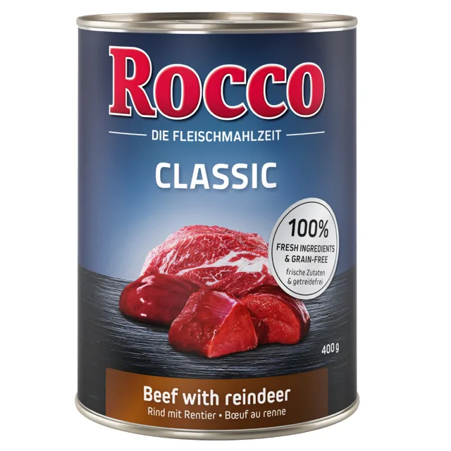 Rocco Classic 6 x 400 g - Hovězí s drůbežími srdíčky