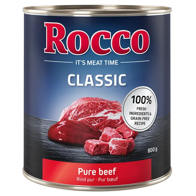 Rocco Classic míchané balení na zkoušku 6 x 800 g - drůbeží mix: hovězí/kuřecí, hovězí/drůbeží srdce, hovězí/krůtí