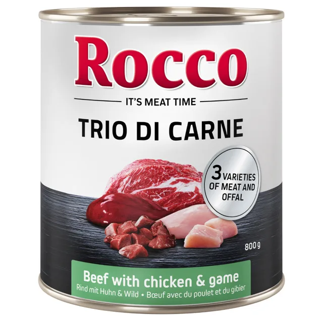 Rocco Classic Trio di Carne - 6 x 800 g - hovězí, kuřecí a zvěřina