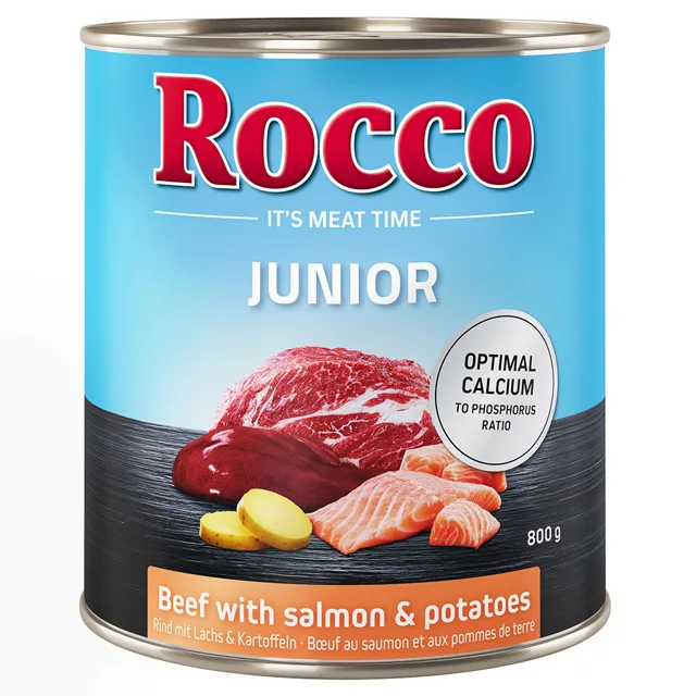 Rocco Junior 24 x 800 g - hovězí s lososem a bramborami