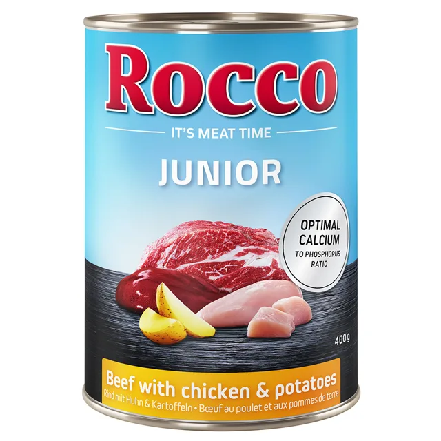 Rocco Junior 6 x 400 g - hovězí s kuřecím a bramborami