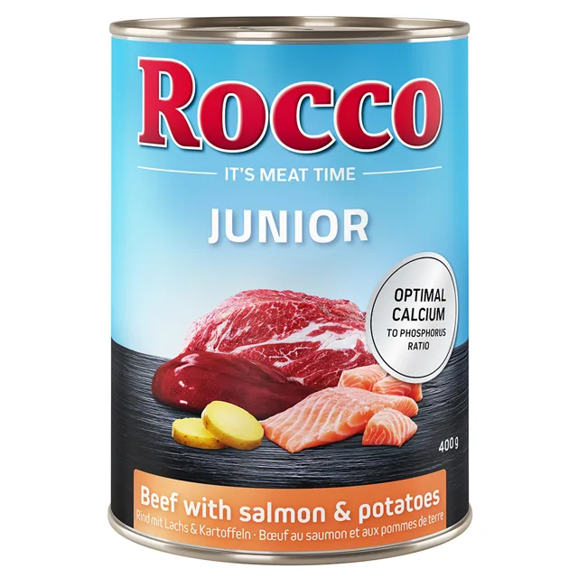 Rocco Junior 6 x 400 g - hovězí s lososem a bramborami