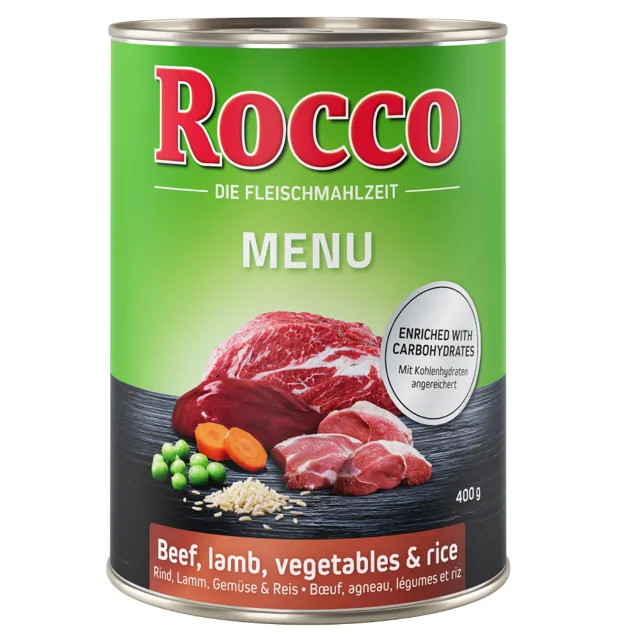 Rocco Menu 24 x 400 g - Hovězí, zelenina & rýže