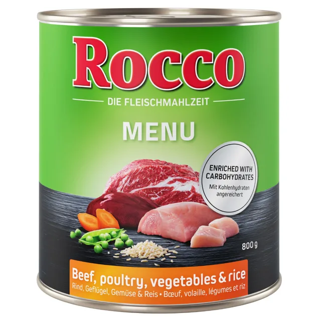 Rocco Menu 6 x 800 g - Hovězí, drůbeží, zelenina & rýže