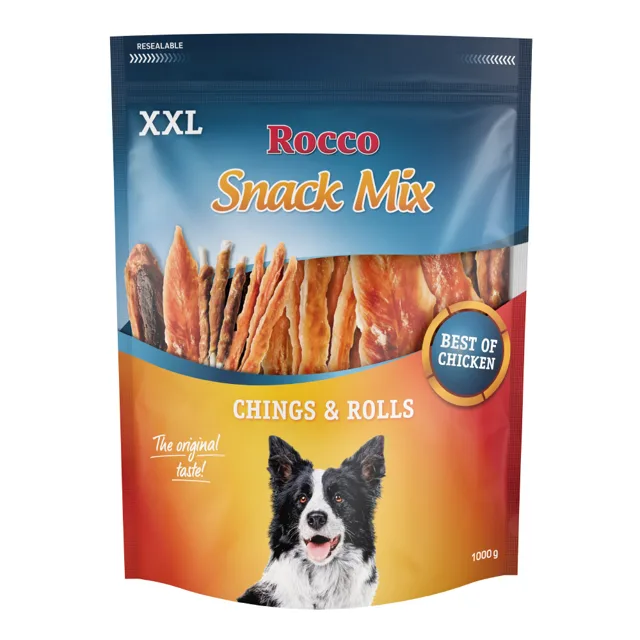 Rocco XXL Snack Mix Chicken - mix: Rolls kuřecí prsa, Chings kuřecí prsa 1 kg