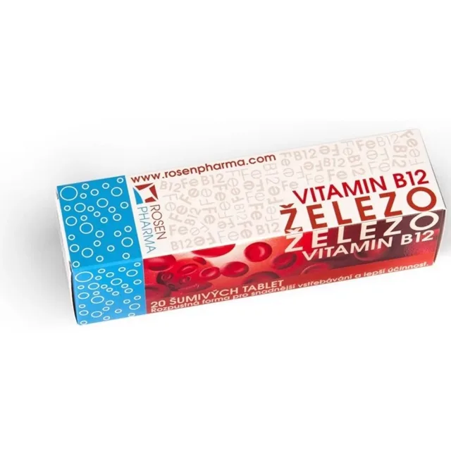 ROSEN PHARMA Železo + vitamin B12 20 šumivých tablet