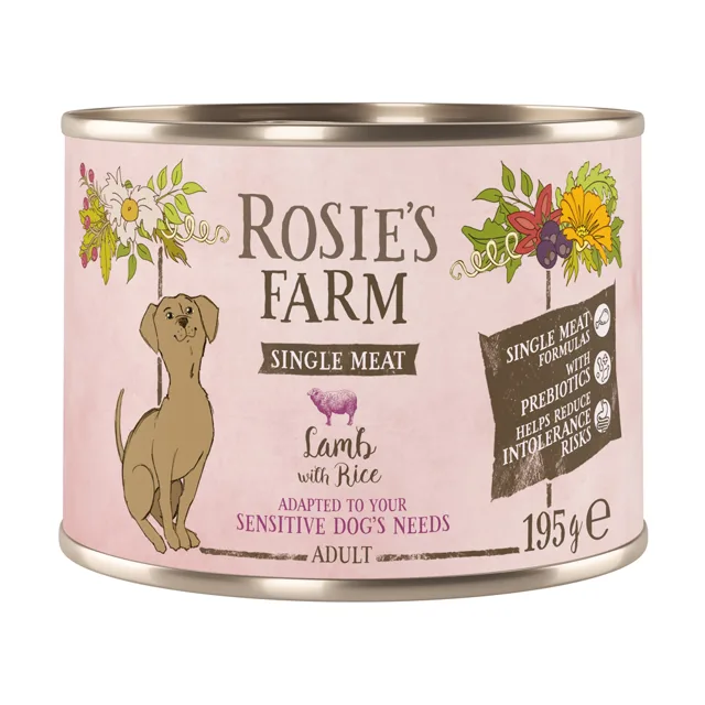 Rosie's Farm Single Meat Adult 6 ks (6 x 195 g) - krocaní a rýže