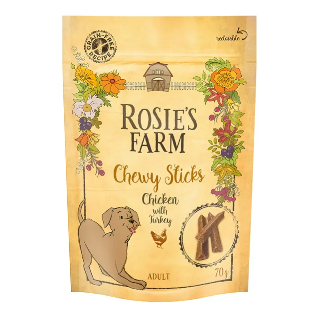 Rosie's Farm žvýkací pamlsky s kuřecím a krocanem - 70 g