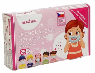 Rouška 3-vrstvá s gumič.bal.25ks děts.dívka Mesav.