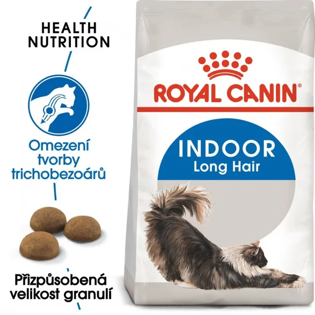 ROYAL CANIN Indoor Long Hair 10 kg granule pro kočky žijící uvnitř a zdravou srst