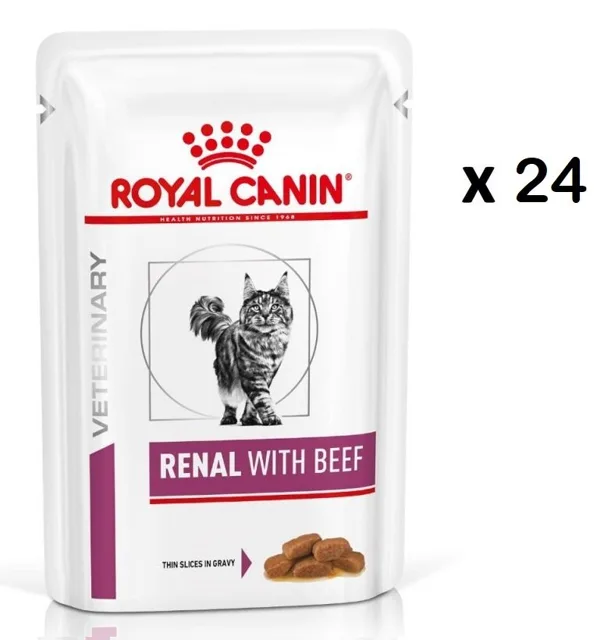 ROYAL CANIN Veterinary Diet Cat Renal Beef Pouch 24 x 85g