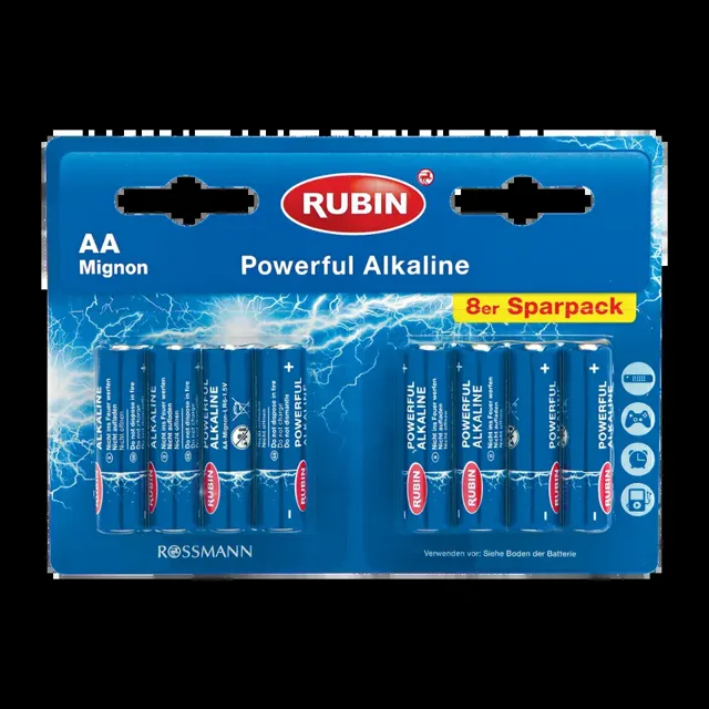 RUBIN Baterie AA/LR6 1,5V 8 ks