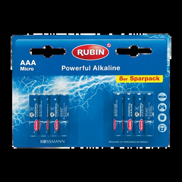 RUBIN Baterie AAA/LR03 1,5V 8 ks