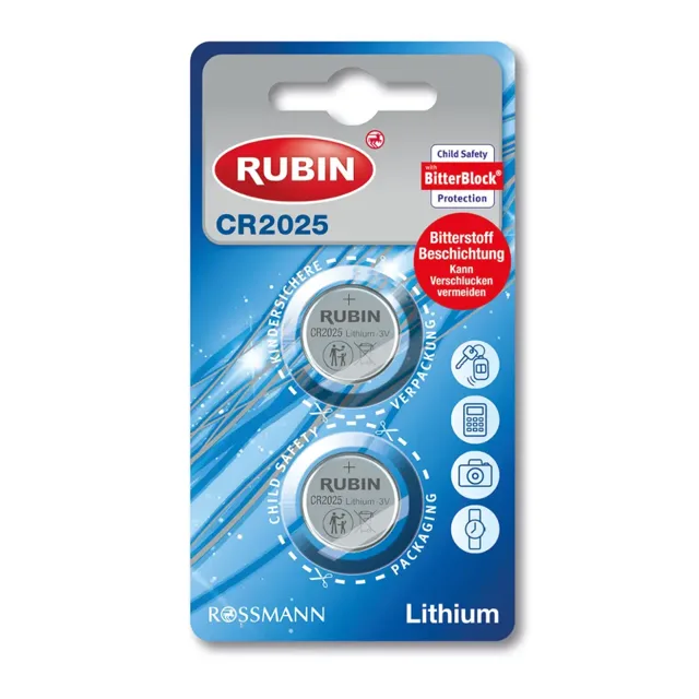 RUBIN Baterie  CR2025 3V 2 ks