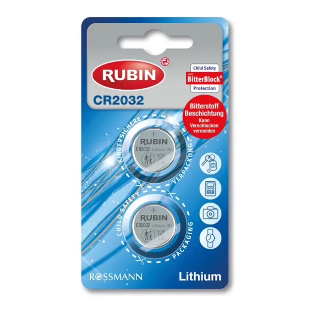 RUBIN Baterie CR2032 3V 2 ks