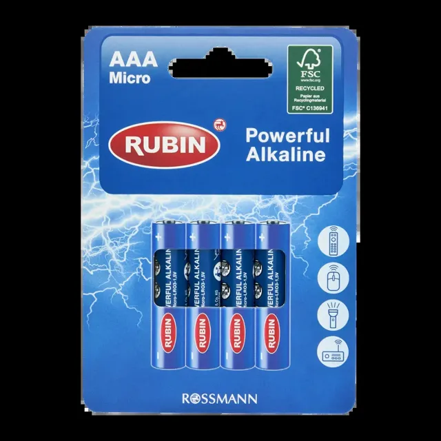 RUBIN Baterie Micro  LR03 1,5V 4 ks