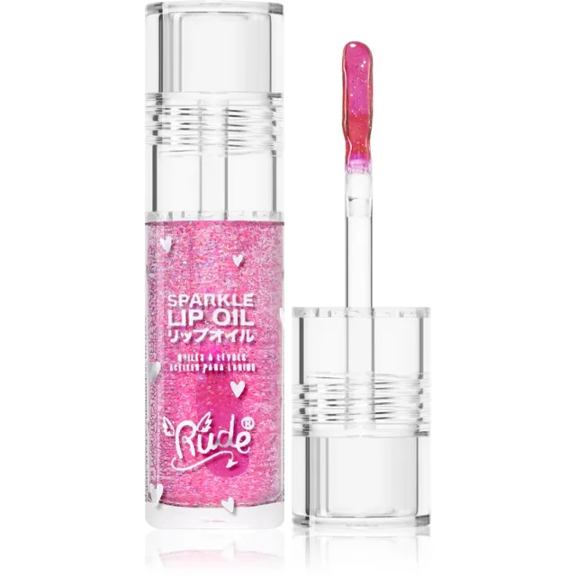 Rude Cosmetics Manga Collection Sparkle Lip Oil tónovací olej na rty s hydratačním účinkem odstín Strawberry 4 g