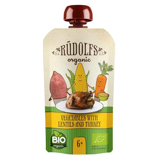 RUDOLFS Bio kapsička zelenina, čočka, krůtí maso 6m+ 110 g