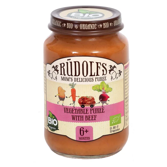 RUDOLFS Bio zelenina s hovězím masem 6m+ 190 g