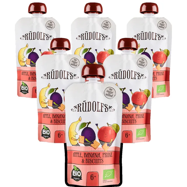 Rudolfs Jablko, banán, sušená švestka, sušenky BIO 6x110 g
