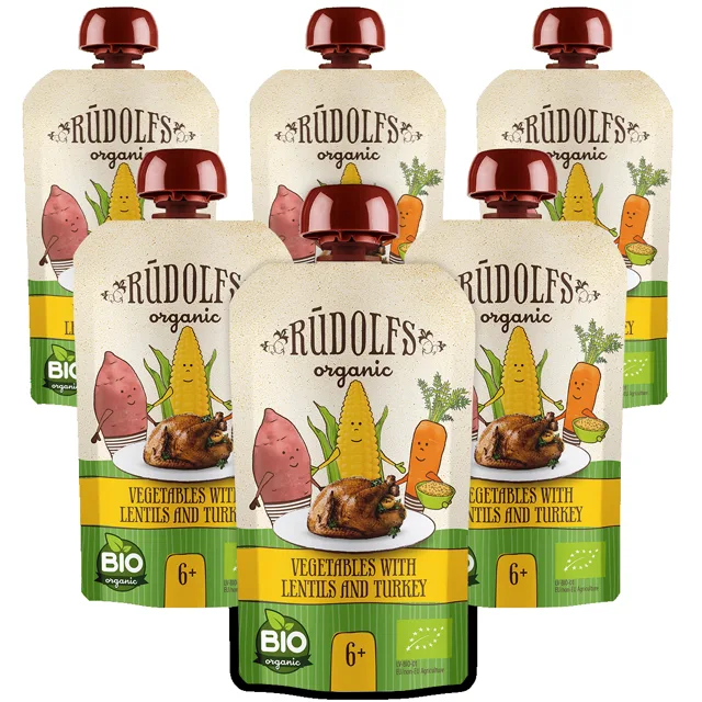 Rudolfs Zelenina, čočka, krůtí maso BIO kapsička 6x110 g