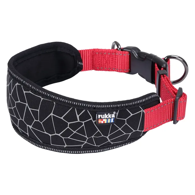 Rukka® Cube Soft obojek, červený / černý - velikost S: 30-40 cm obvod krku, Š 20 mm