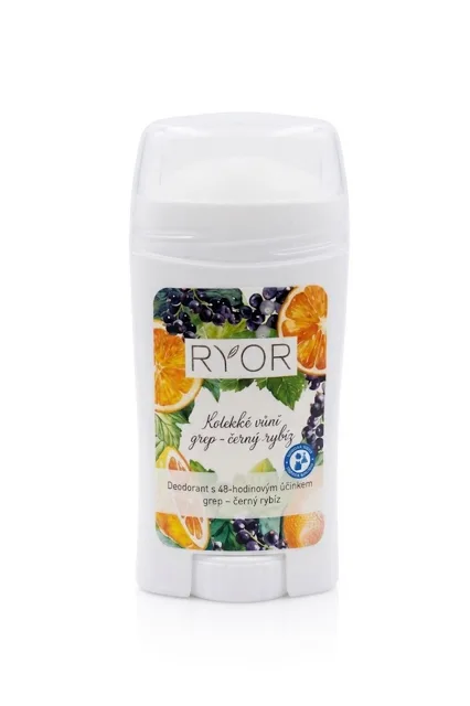 Ryor – Deodorant s 48hodinovým účinkem, grapefruit – černý rybíz, tyčinka, 50 ml-bez víčka