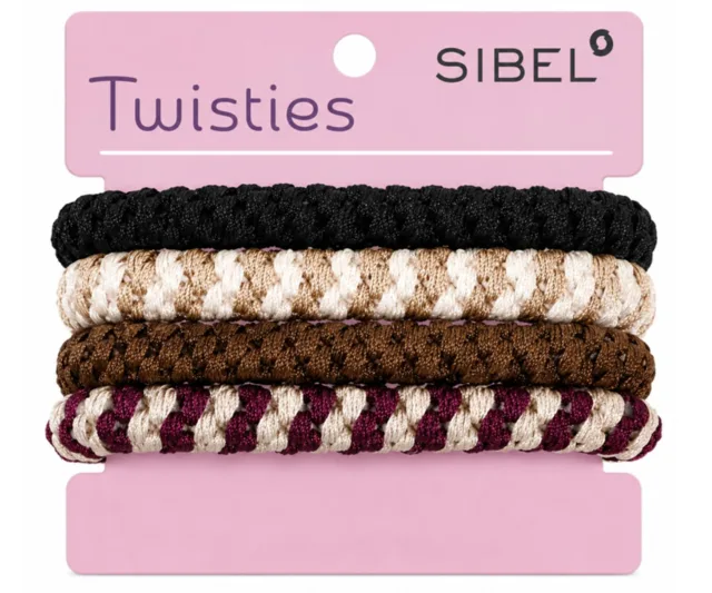 Sada barevných gumiček do vlasů Sibel Twisties  - béžové/hnědé, 4 ks (P050353)