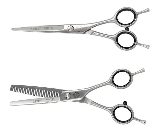 Sada kadeřnických nůžek 6" s mikroozubením a efilačních nůžek 6" Eurostil Professional Sculptor Line (06825) + dárek zdarma