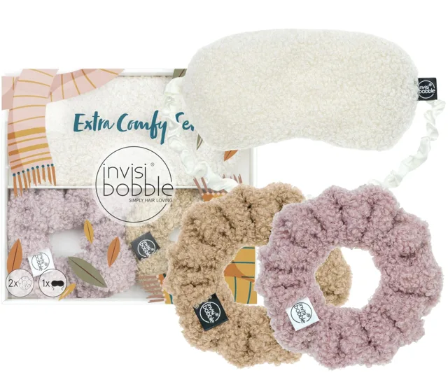 Sada ozdobných gumiček do vlasů a masky na oči Invisibobble Sprunchie Extra Comfy Set + dárek zdarma