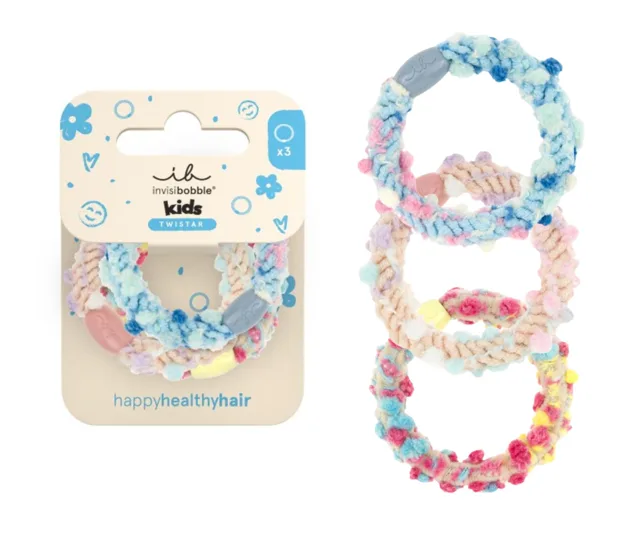 Sada ozdobných gumiček do vlasů Invisibobble Kids Twistar Pom Pom Tie - 3 ks + dárek zdarma