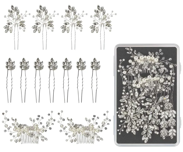 Sada ozdobných vlásenek a hřebínků Sibel Festive Hair Pins Silver Color Kit - 13 ks, stříbrná + dárek zdarma