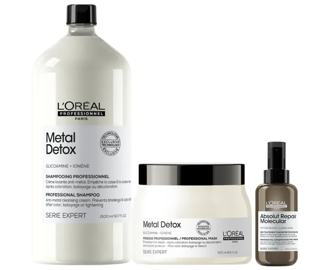 Sada pro barvené a poškozené vlasy Loréal Professionnel Metal Detox + přípravná péče Absolut Repair Molecular 100 ml zdarma - L’Oréal Professionnel + 